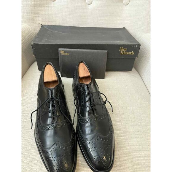 Allen Edmonds McAllister Dress Shoes 9 B Black Lace Wingtip EUC YGI C1S-11 main image 9